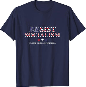 Resist Socialism United States Of America Anti Socialism T-Shirt - T-Shirt | Navy