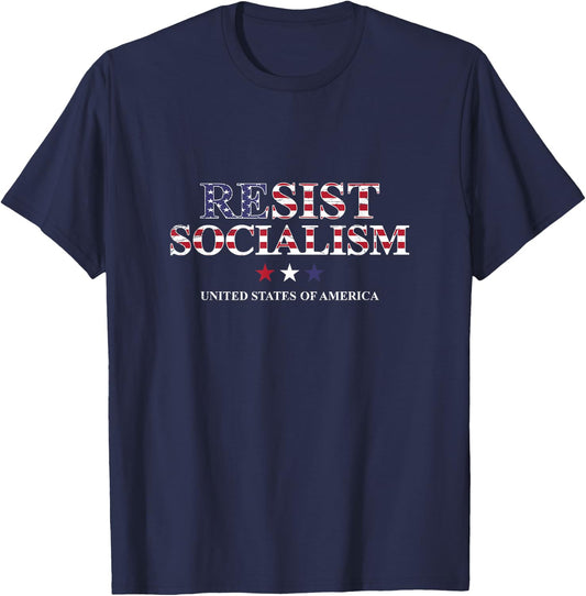Resist Socialism United States Of America Anti Socialism T-Shirt - T-Shirt | Navy