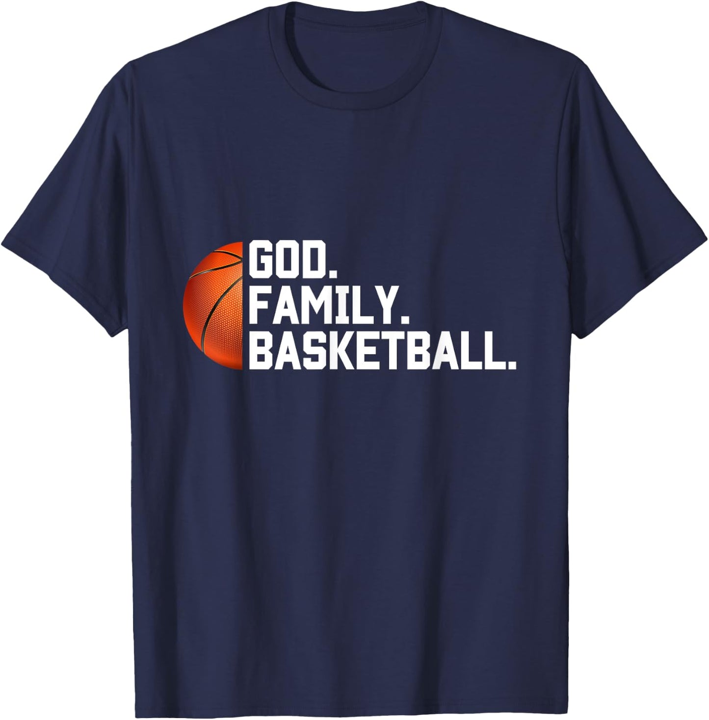 God Family Basketball Christian Faith Novelty Basketball T-Shirt - T-Shirt | Navy