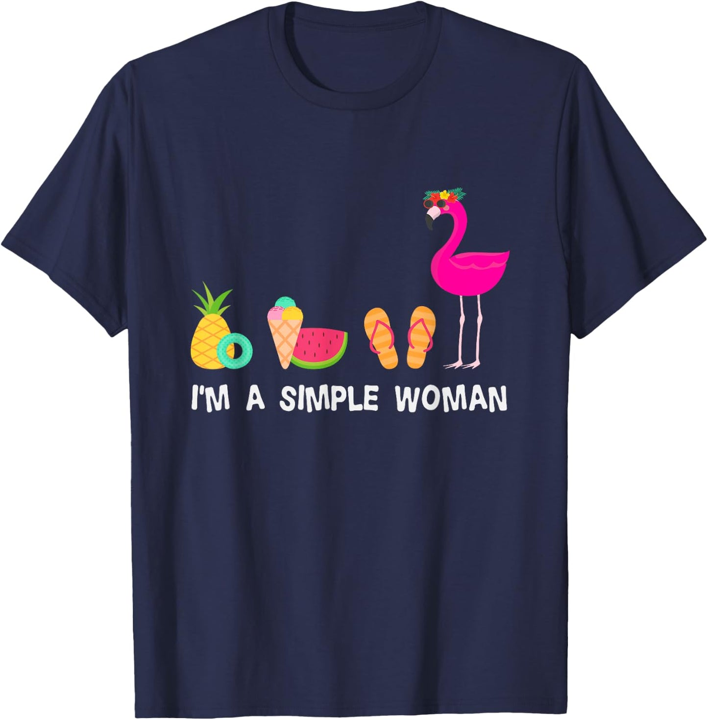 Im A Simple Woman Flamingo T-Shirt - T-Shirt | Navy