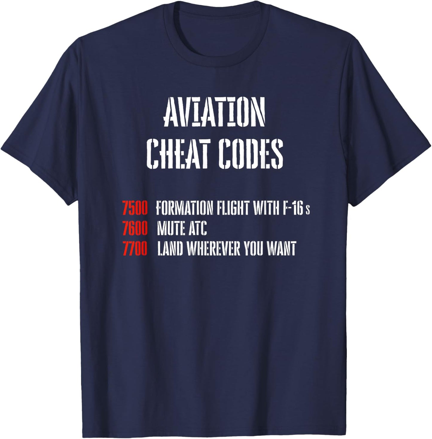 Aviation Cheat Codes Transponder Funny Pilot Gift T-Shirt - T-Shirt | Navy