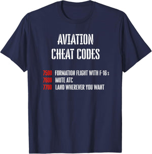 Aviation Cheat Codes Transponder Funny Pilot Gift T-Shirt - T-Shirt | Navy