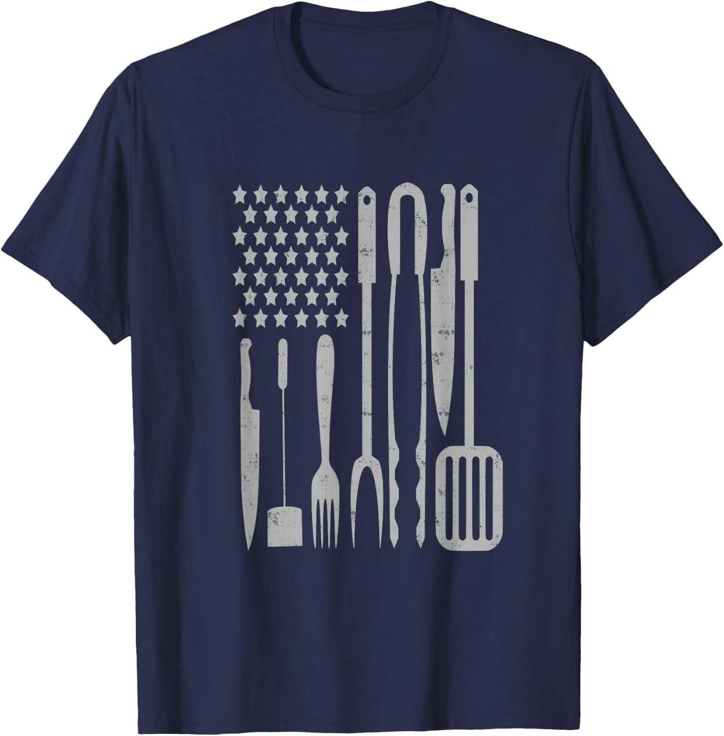BBQ Grilling Barbecue American Flag USA America 4th Of July Men T-Shirt - T-Shirt | Navy