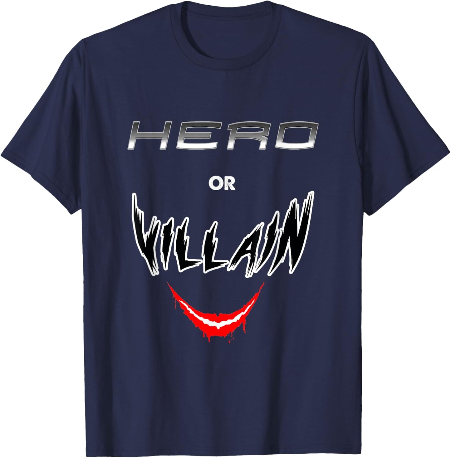Hero Or Villain Funny Geek Retro Gift T-Shirt - T-Shirt | Navy