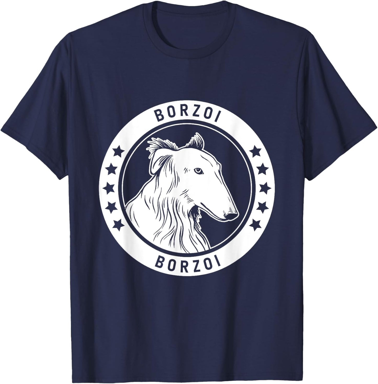 Borzoi Portrait T-Shirt - T-Shirt | Navy
