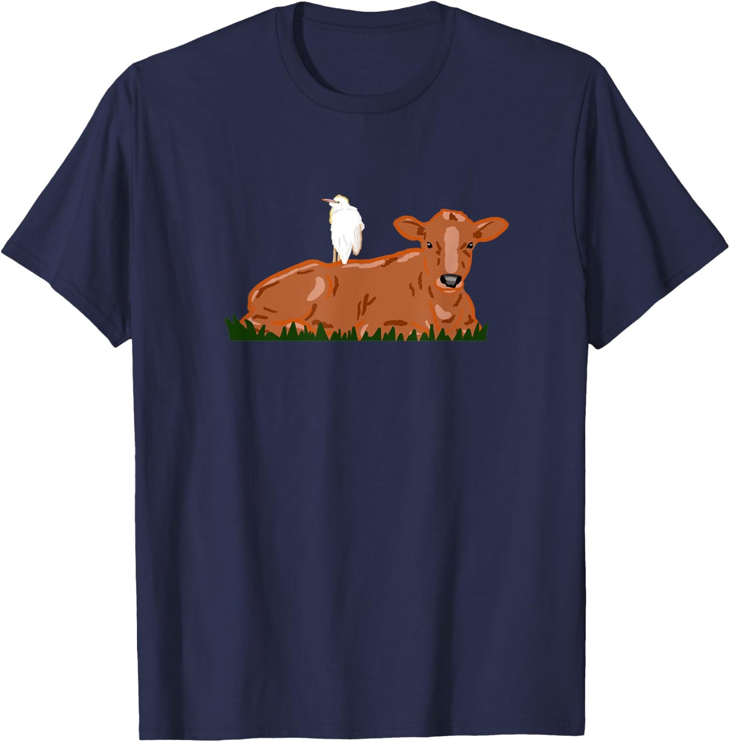 Cattle Egret Heron Bird Nature Cow T-Shirt - T-Shirt | Navy
