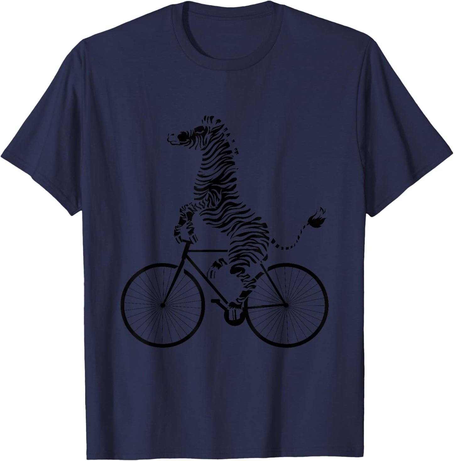 Funny Zebra Riding On A Bike Funny Bicycle Animal Lover Gift T-Shirt - T-Shirt | Navy