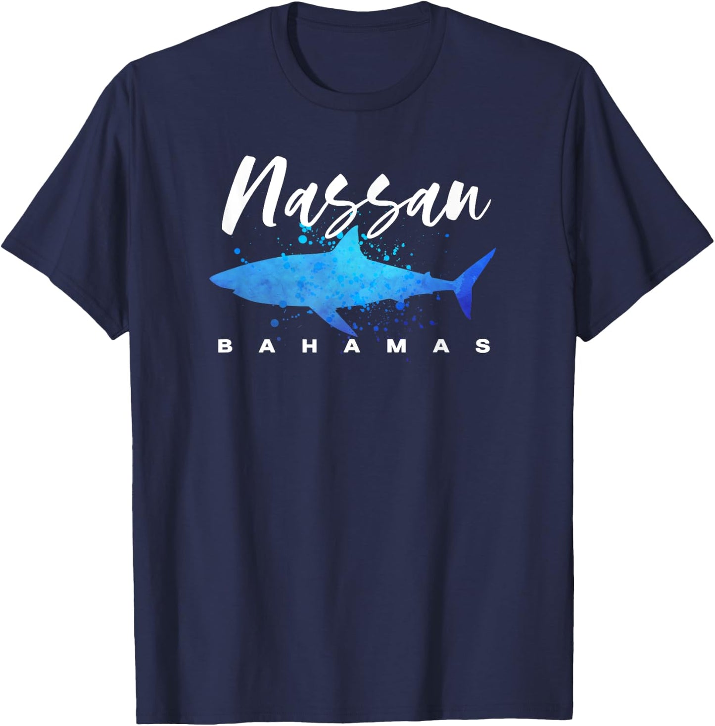 NASSAU BAHAMAS Beach Vacation Trip Great White Shark Vintage T-Shirt - T-Shirt | Navy