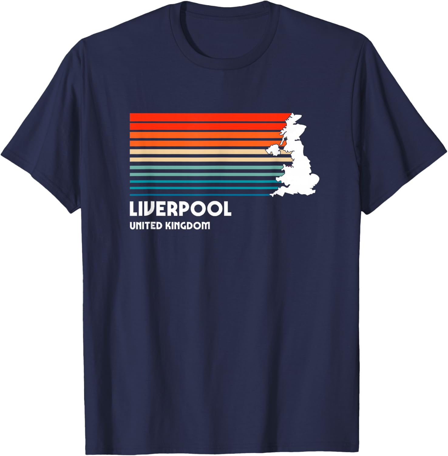 Liverpool United Kingdom Retro Vintage Style UK Graphic T-Shirt - T-Shirt | Navy