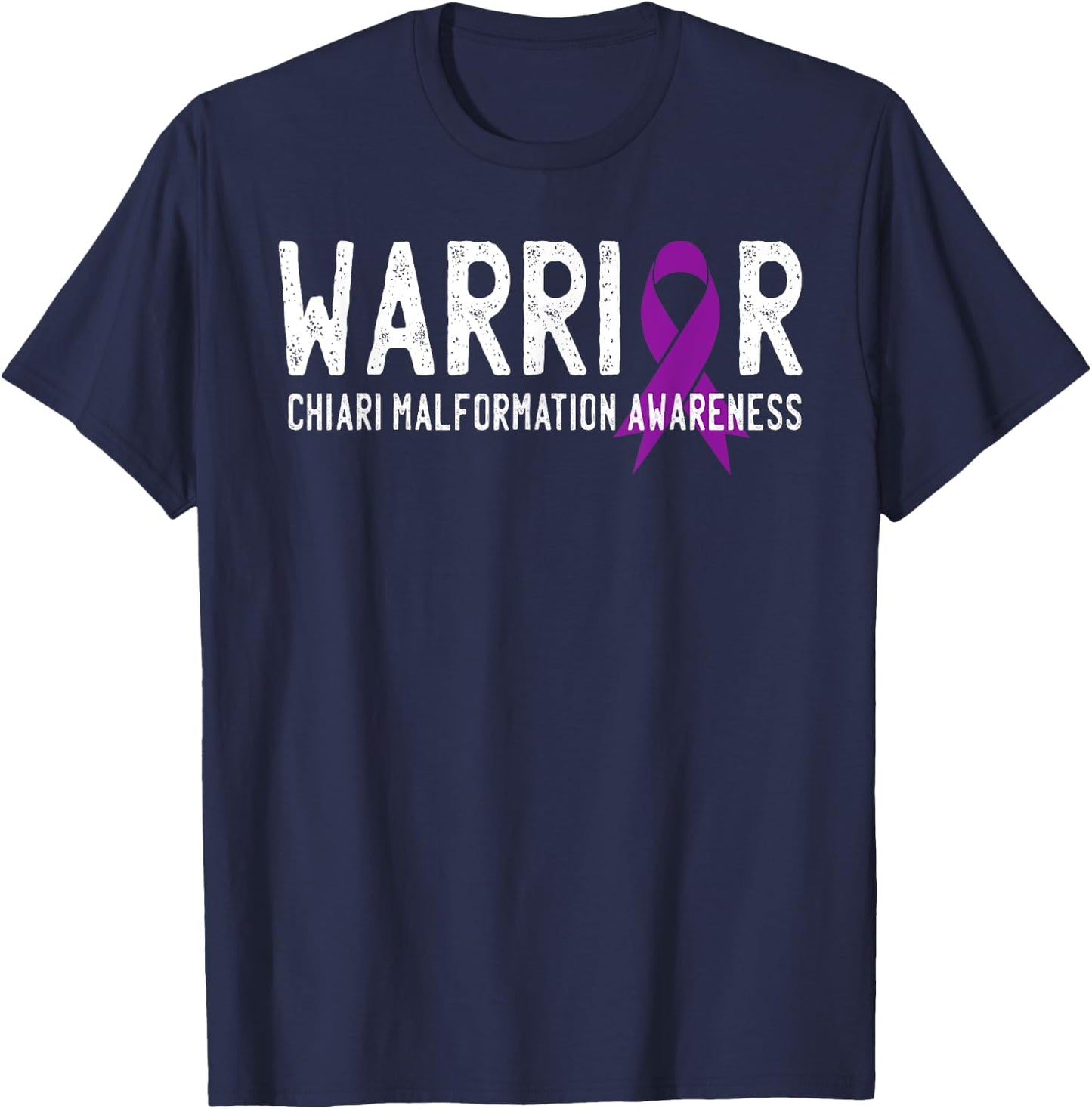 Warrior Chiari Malformation Awareness Purple Ribbon Fighter T-Shirt - T-Shirt | Navy