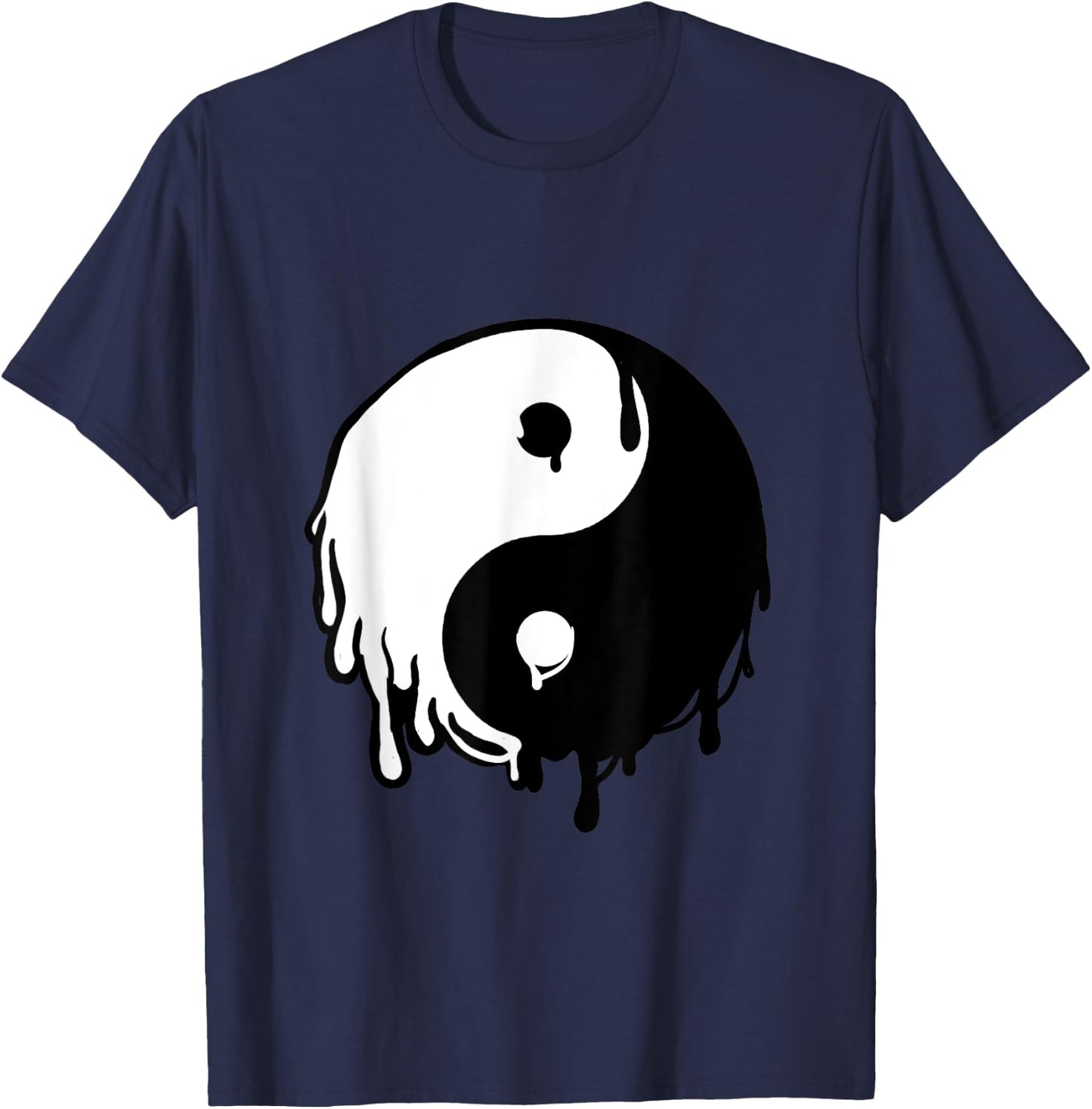 Awesome Yin and Yang Designs Grey Dripping Yin Yang T-Shirt - T-Shirt | Navy
