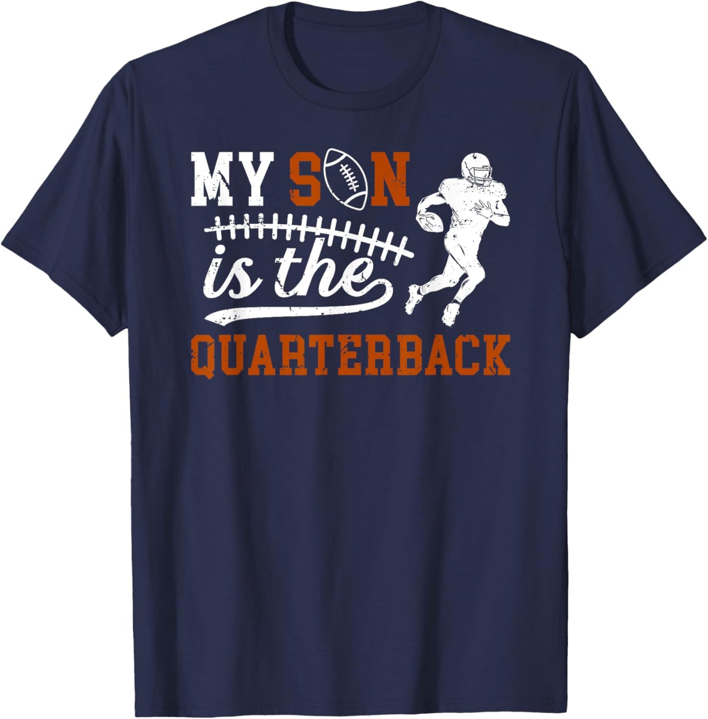 My Son Is The Quarterback Mom Of A Football Quarterback Mama T-Shirt - T-Shirt | Navy