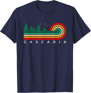 Evergreen Vintage Stripes Cascadia, Oregon T-Shirt - T-Shirt | Navy