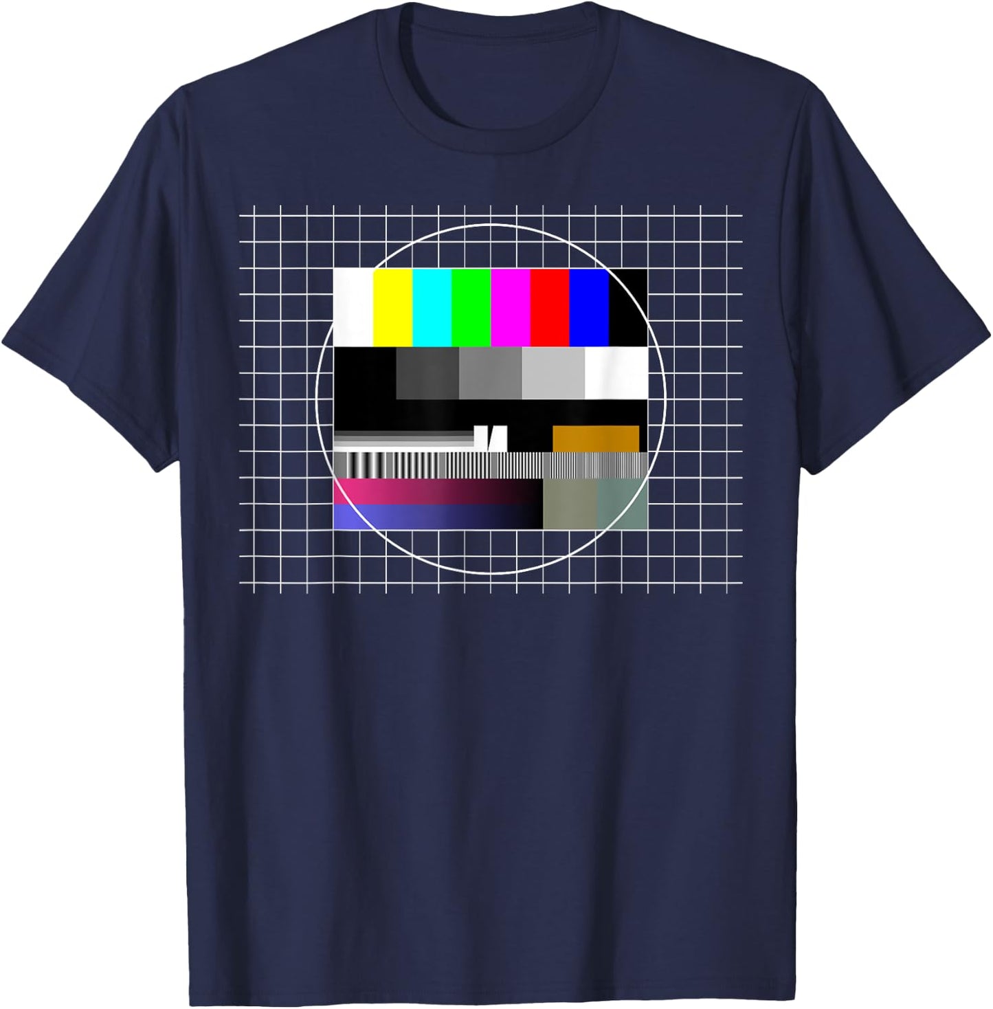 TV Test Pattern Color Bars Test Card Screen, Nostalgic Nerdy T-Shirt - T-Shirt | Navy