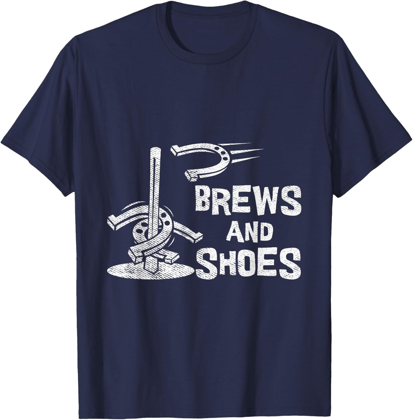Brews And Shoes Animal Shoe Beer Drinker Horseshoe Pitching T-Shirt - T-Shirt | Navy