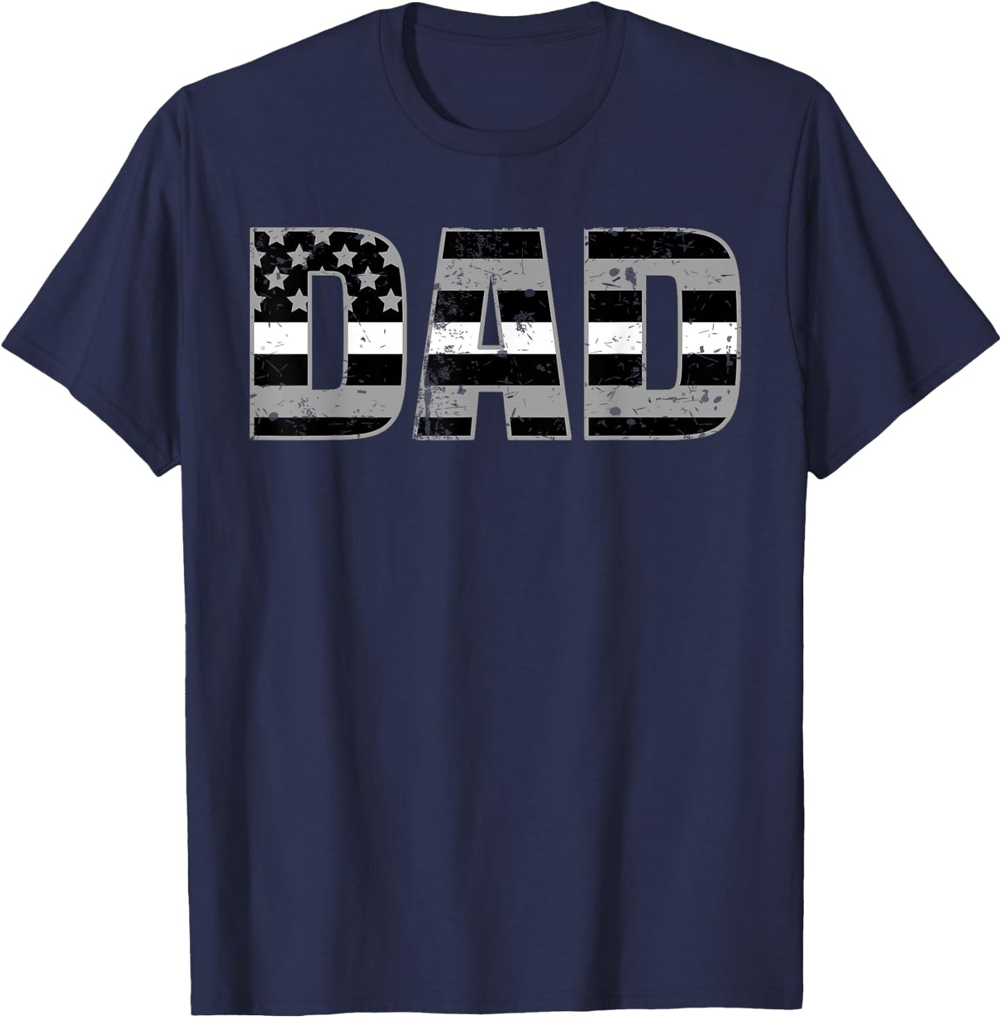 Ems Officer Dad Shirt Thin Line In White Daddy Father Shirt T-Shirt - T-Shirt | Navy
