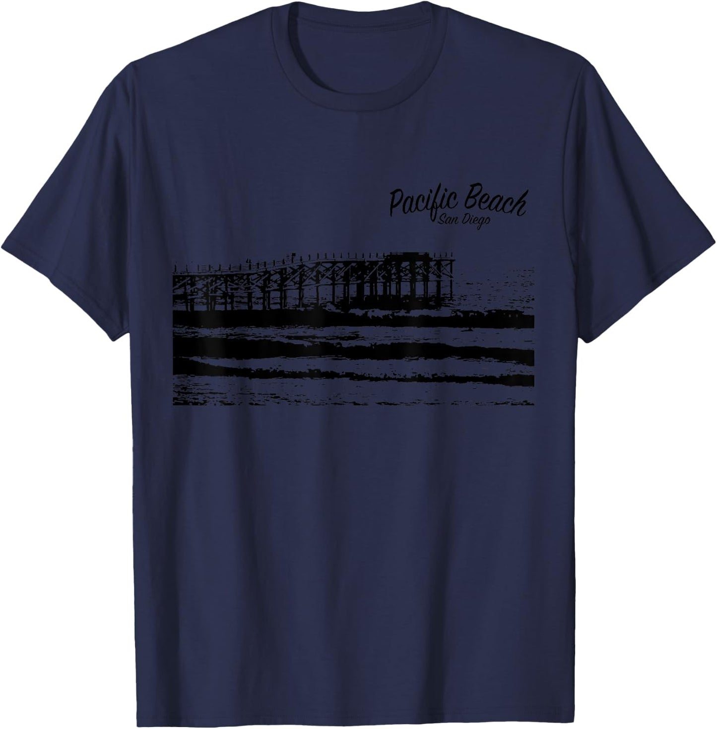 Pacific Beach Pier Men Women T-Shirt - T-Shirt | Navy