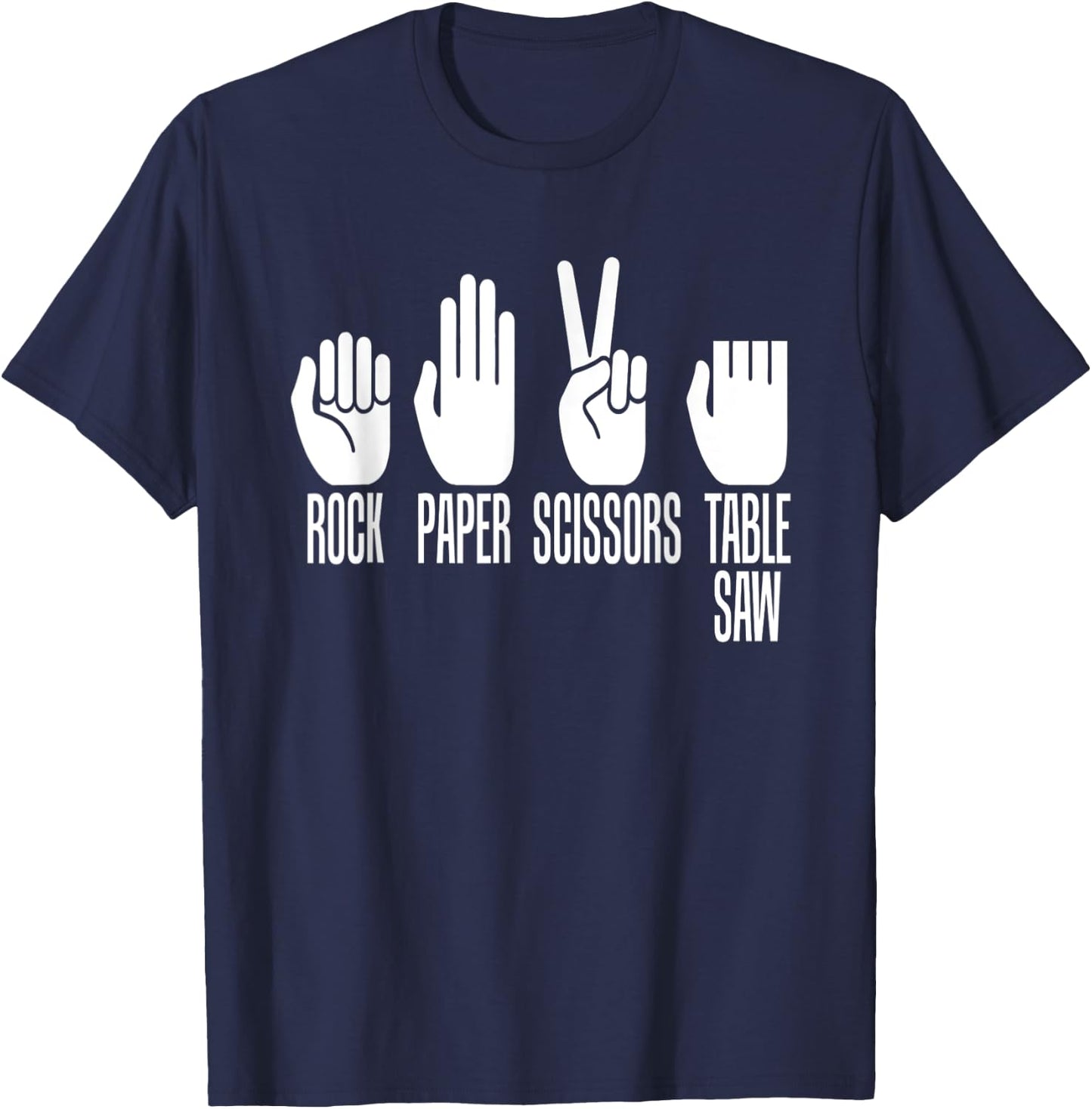 Rock Paper Scissors Table Saw Game Master Carpenter Print T-Shirt - T-Shirt | Navy