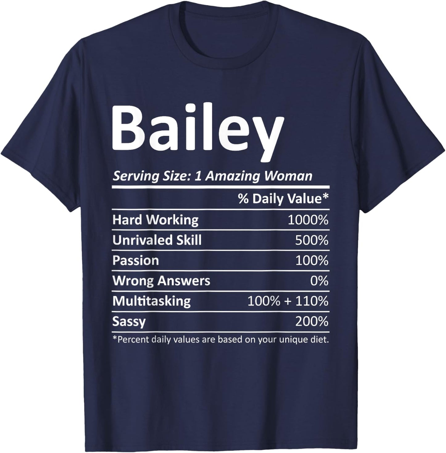 BAILEY Nutrition Personalized Name Funny Christmas Gift T-Shirt - T-Shirt | Navy