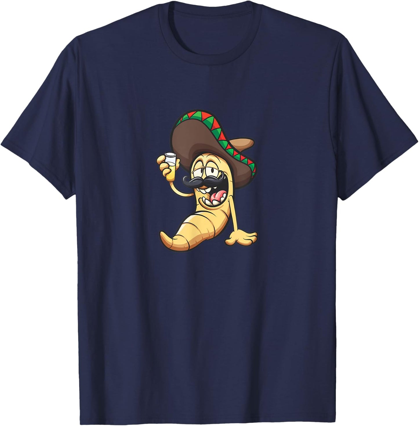 Gusano bigoton con sombrero T-Shirt - T-Shirt | Navy