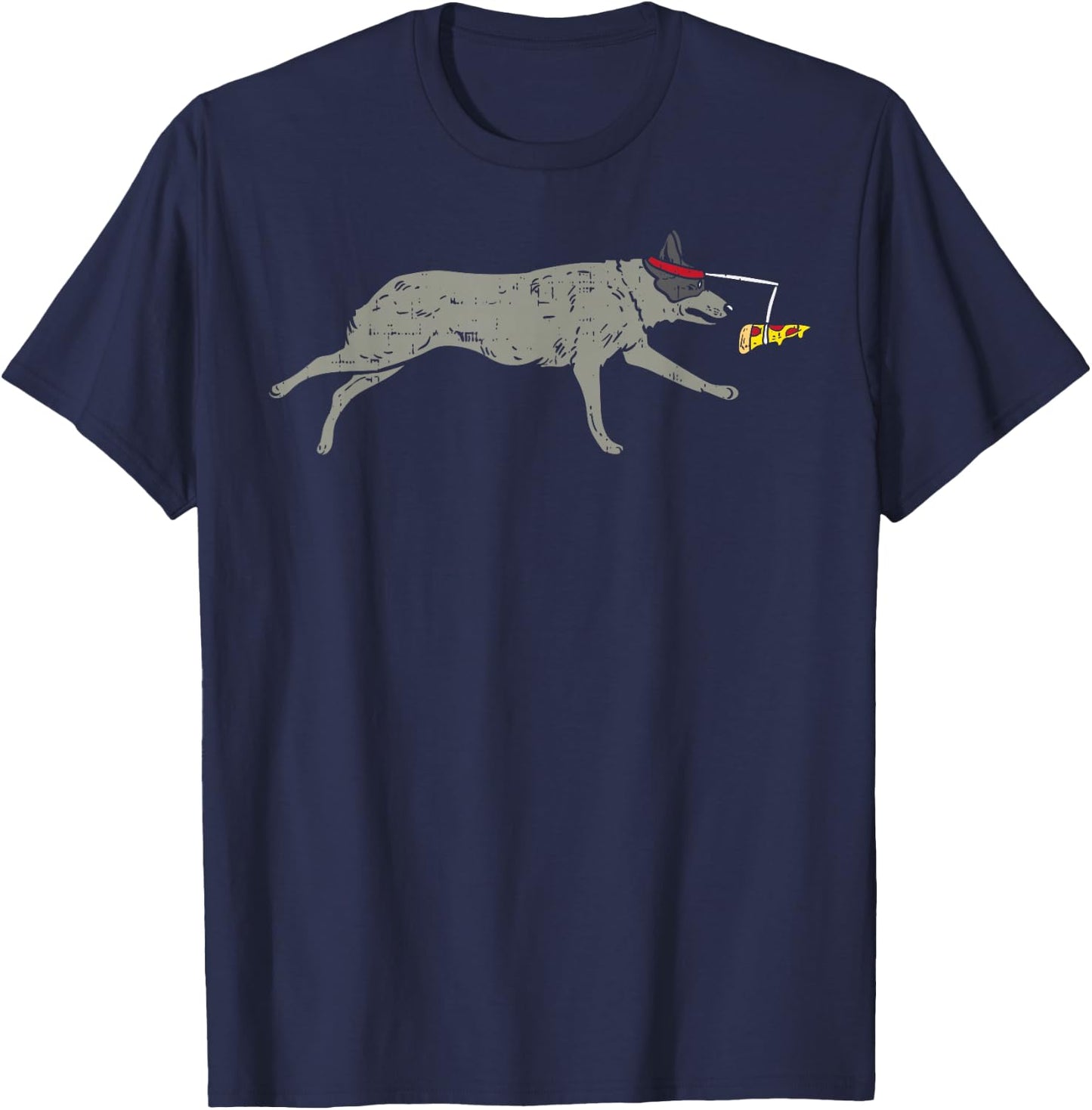 Heeler Running Pizza Funny Blue Red Cattle Dog Foodie Gift T-Shirt - T-Shirt | Navy