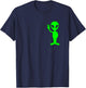 Lime Green Alien Peace Sign Funny Pocket Logo Graphic Gift T-Shirt - T-Shirt | Navy