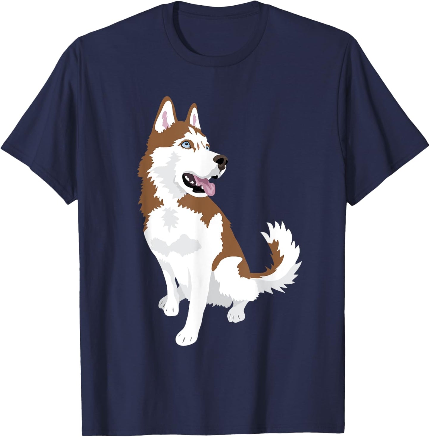 cute red and white Siberian Husky dog T-Shirt - T-Shirt | Navy