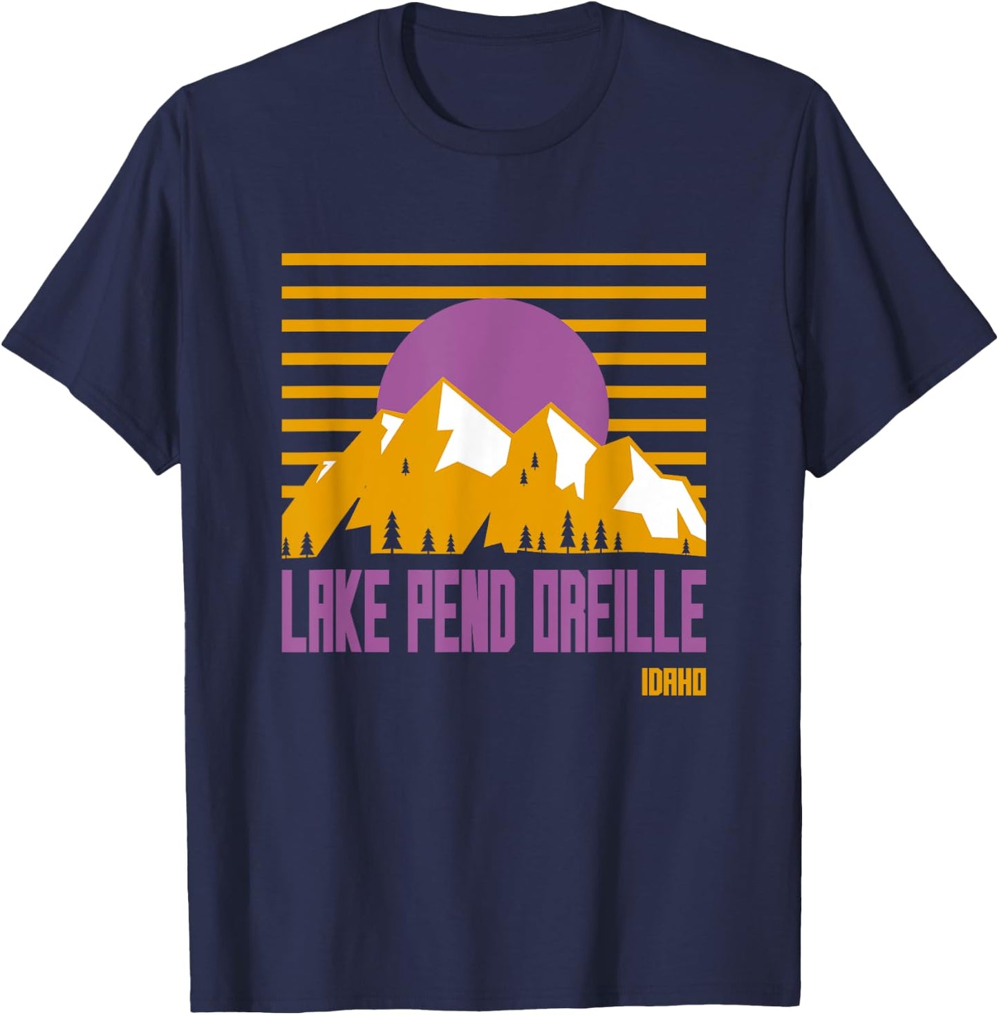 Lake Pend Oreille Vintage Mountains Hiking Camp Idaho Retro T-Shirt - T-Shirt | Navy
