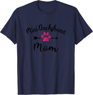 Funny Mini Dachshund Mom for Doxie Weiner Dog Lovers T-Shirt - T-Shirt | Navy