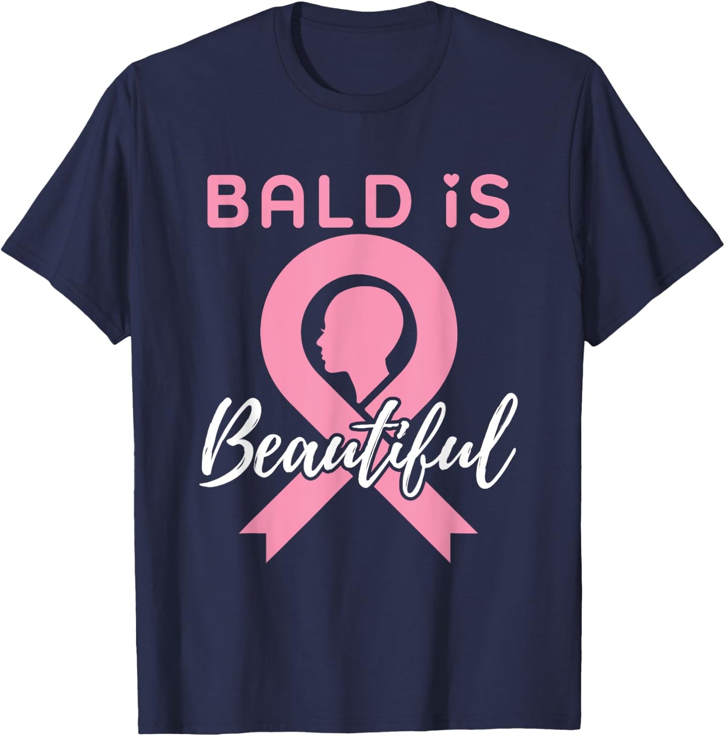 Breast Cancer Awareness Bald Is Beautiful Warrior Fighter T-Shirt - T-Shirt | Navy