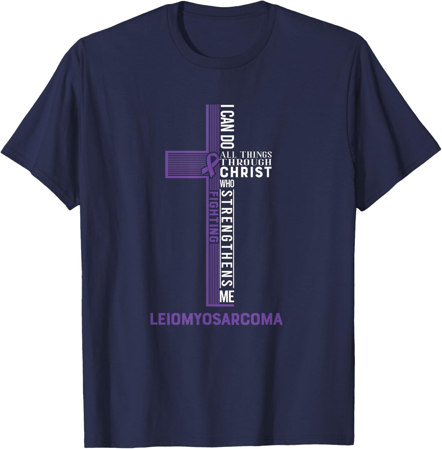 Leiomyosarcoma Fight Cancer Ribbon T-Shirt - T-Shirt | Navy