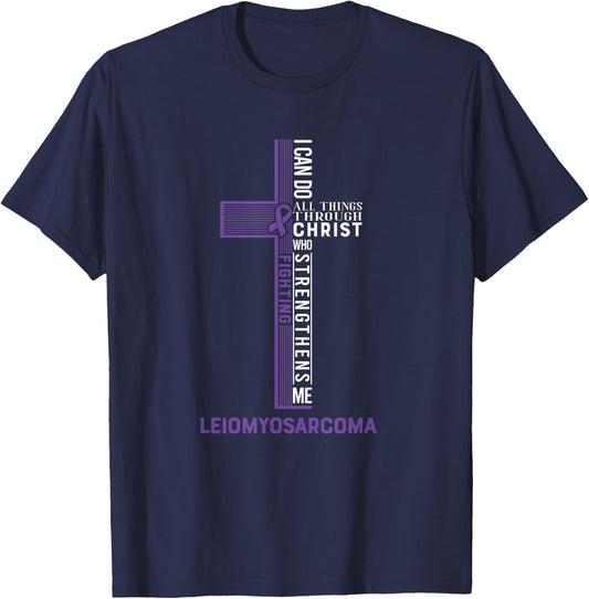 Leiomyosarcoma Fight Cancer Ribbon T-Shirt - T-Shirt | Navy