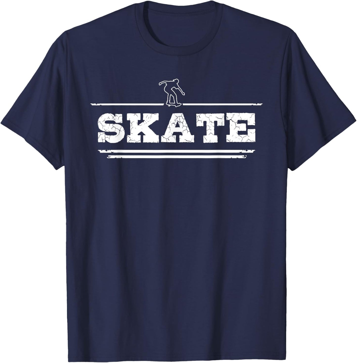 Distressed Look Skating Gift Skaters and Skateboarders T-Shirt - T-Shirt | Navy