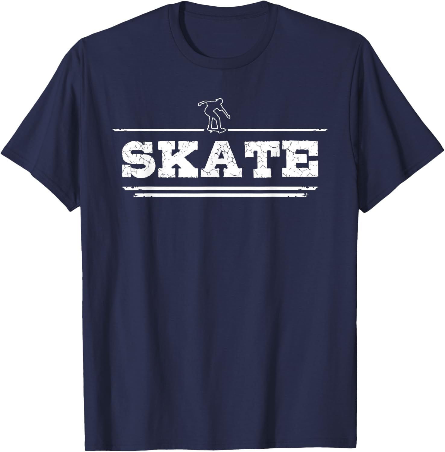 Distressed Look Skating Gift Skaters and Skateboarders T-Shirt - T-Shirt | Navy