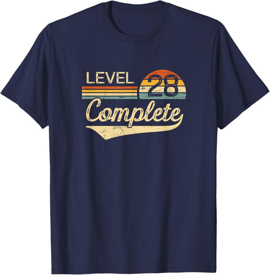 Level 28 Complete Vintage 28th Wedding Anniversary T-Shirt - T-Shirt | Navy