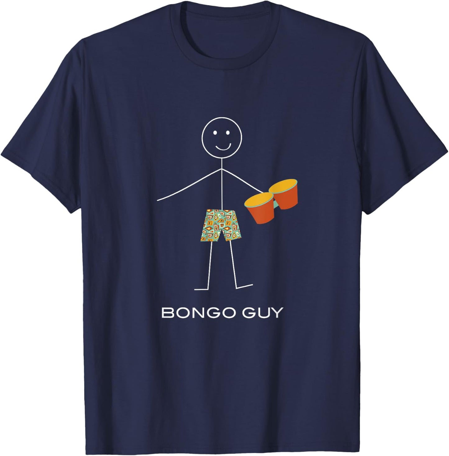 Funny Bongo Guy, Boy Bongo Player Musician T-Shirt - T-Shirt | Navy