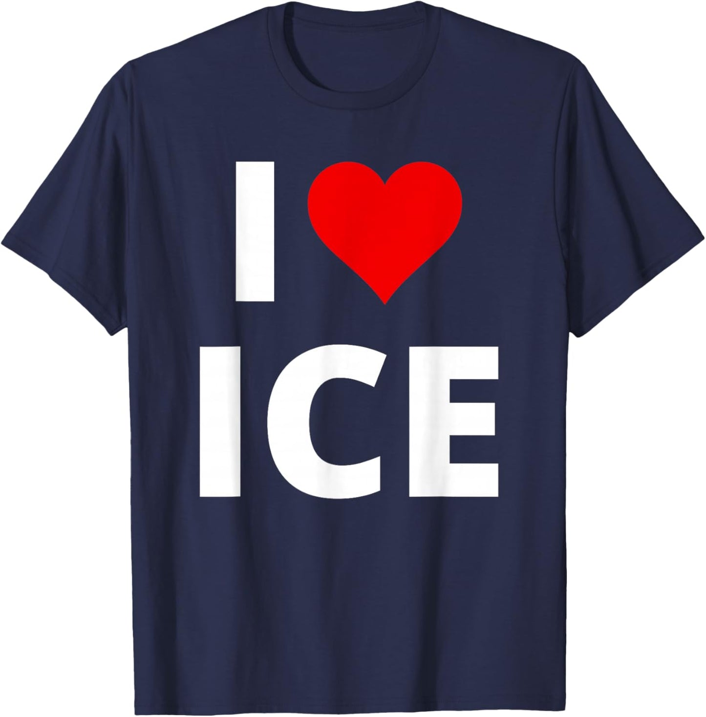I Love Ice, With A Red Heart T-Shirt - T-Shirt | Navy