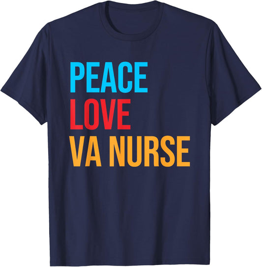 Peace Love VA Nurse Shirt T-Shirt - T-Shirt | Navy