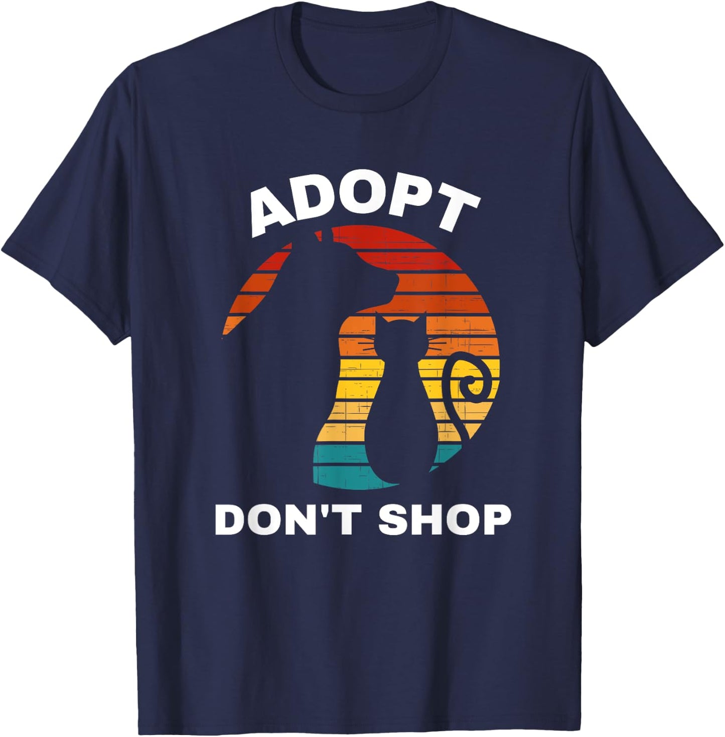Adopt Don't Shop Gifts | Rescue Cats and Dogs T-Shirt - T-Shirt | Navy