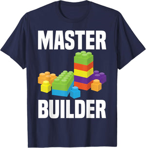 Cool Master Builder Funny Building Blocks Gift Men Women T-Shirt - T-Shirt | Navy