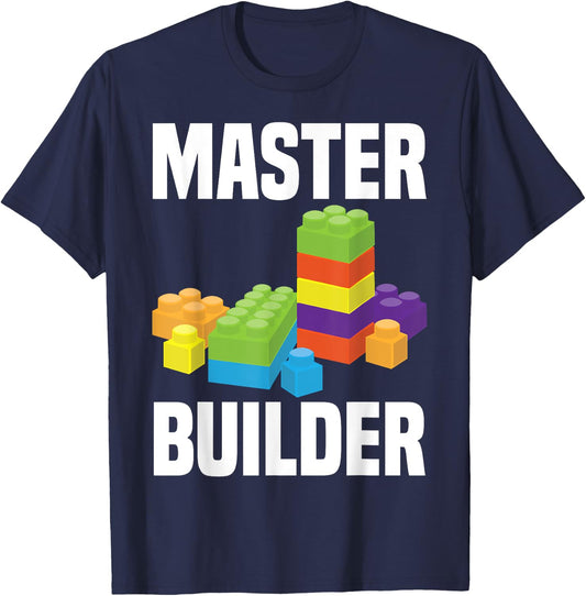 Cool Master Builder Funny Building Blocks Gift Men Women T-Shirt - T-Shirt | Navy
