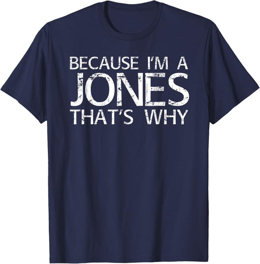 JONES Gift Funny Surname Family Tree Birthday Reunion Idea T-Shirt - T-Shirt | Navy