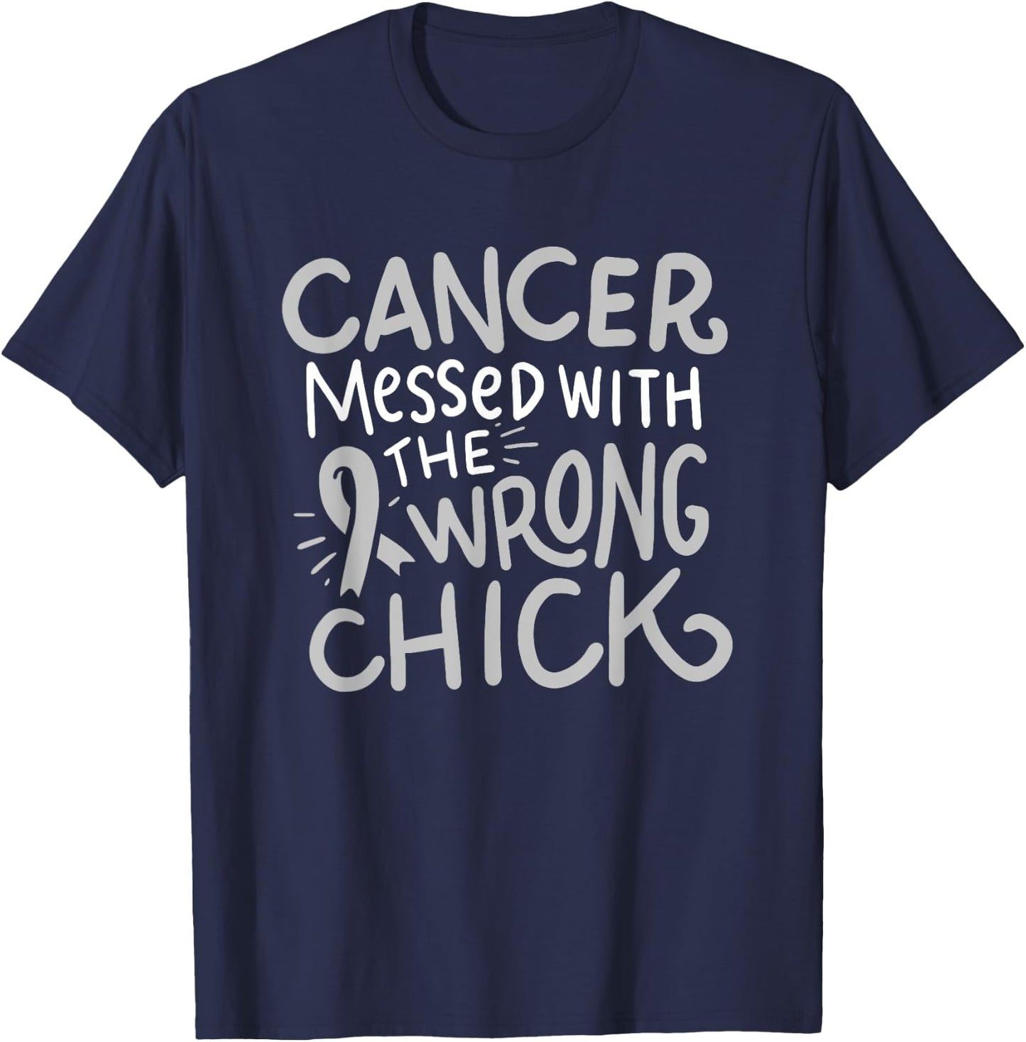 Brain Cancer Awareness Chemo Gift Gray Ribbon Glioblastoma T-Shirt - T-Shirt | Navy