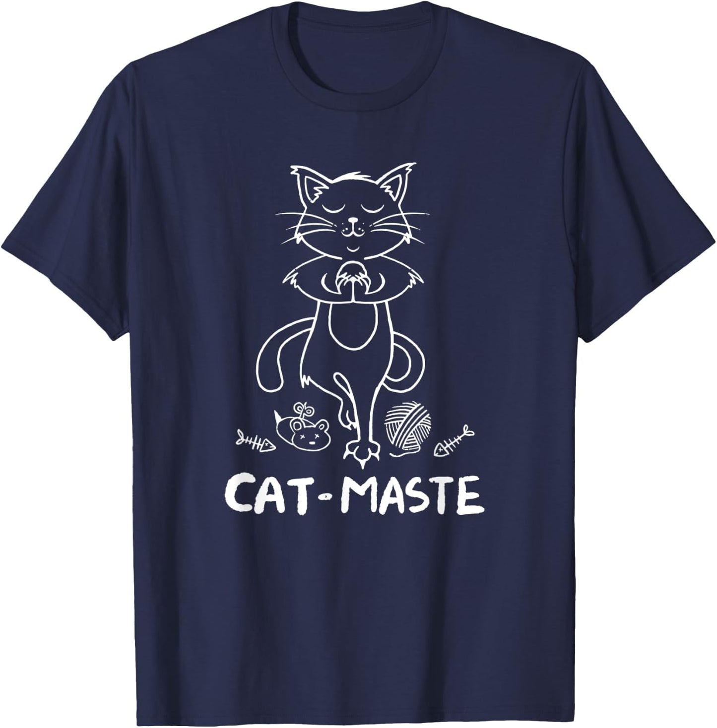 Catmaste - Namaste With Funny Cat - Yoga Men Women Kids T-Shirt - T-Shirt | Navy