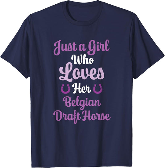 Belgian Draft Horse Gift : Love Belgian Draft Horse T-Shirt - T-Shirt | Navy