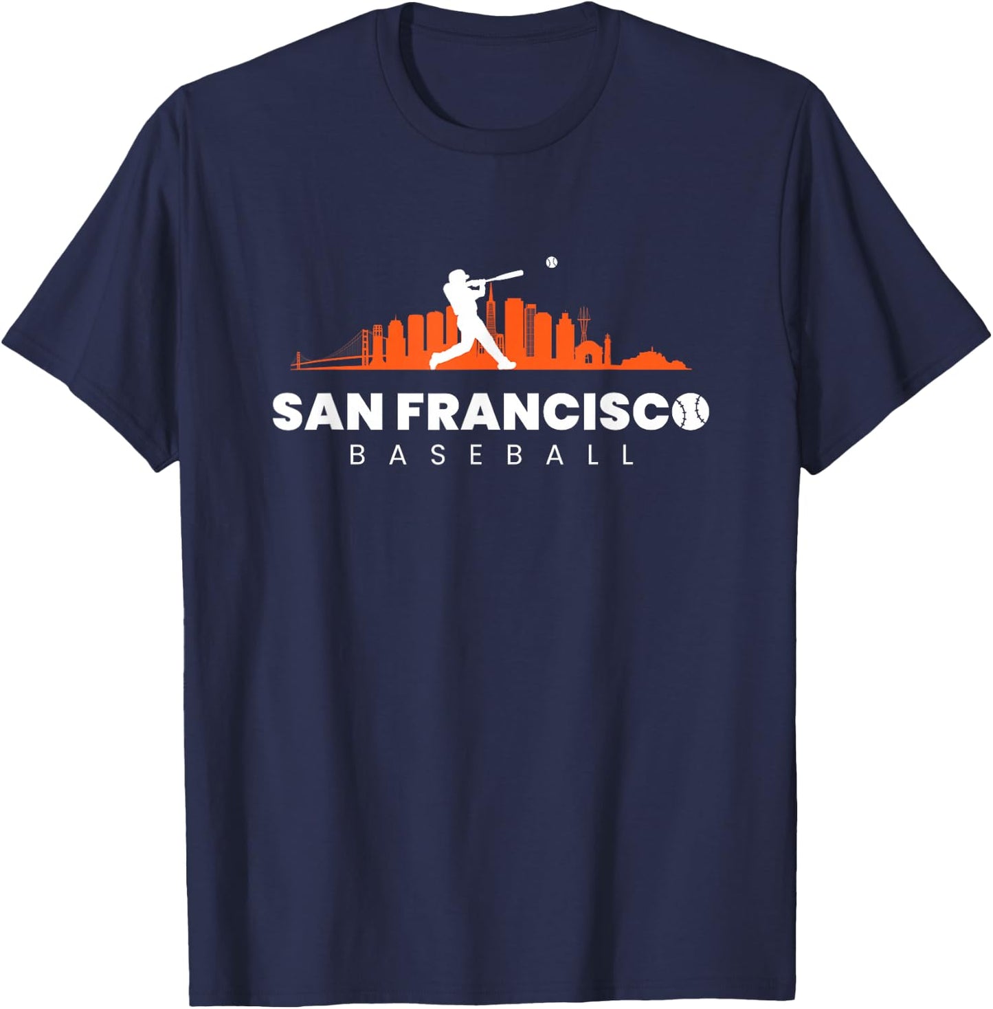 San Francisco Baseball Minimalist Skyline Baseball Lover T-Shirt - T-Shirt | Navy