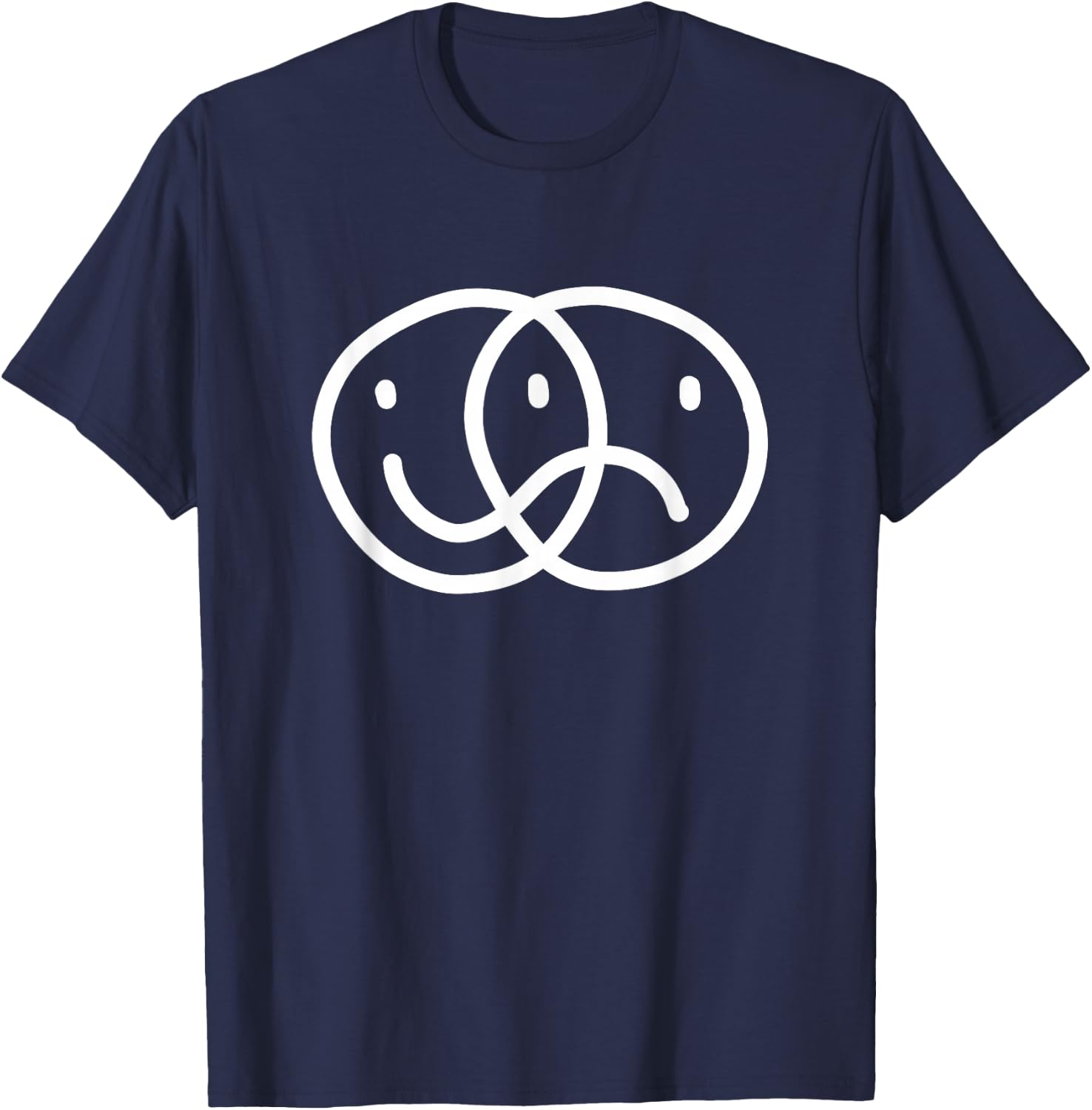 Bipolar Happy Sad Face Rad Indie Skater Culture T-Shirt - T-Shirt | Navy
