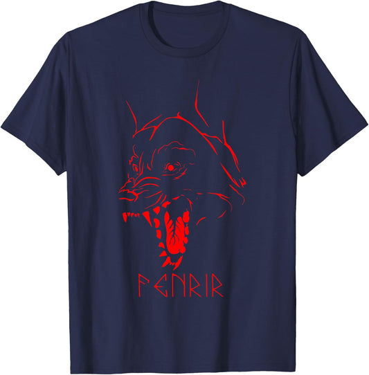 Fenrir Wolf Of Odin Old Norse Mythology Viking Celtic Fenris T-Shirt - T-Shirt | Navy