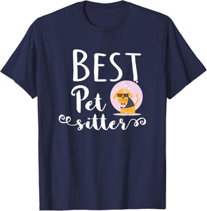 Best Pet Sitter, Dog Babysitter Gift Women Girls Kids T-Shirt - T-Shirt | Navy