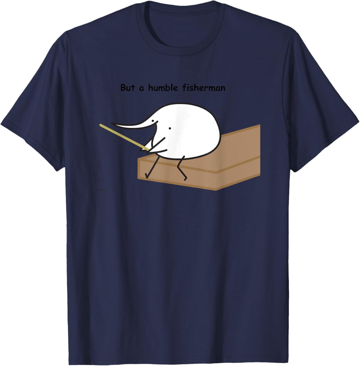 Berd But A Humble Fisherman , Small, Grey T-Shirt - T-Shirt | Navy